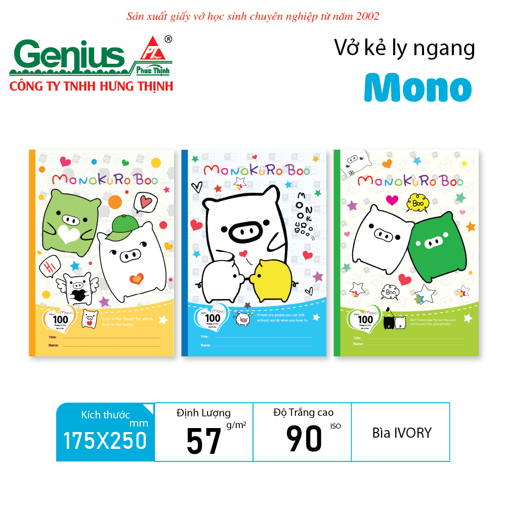 Mono vở thếp kẻ ly ngang