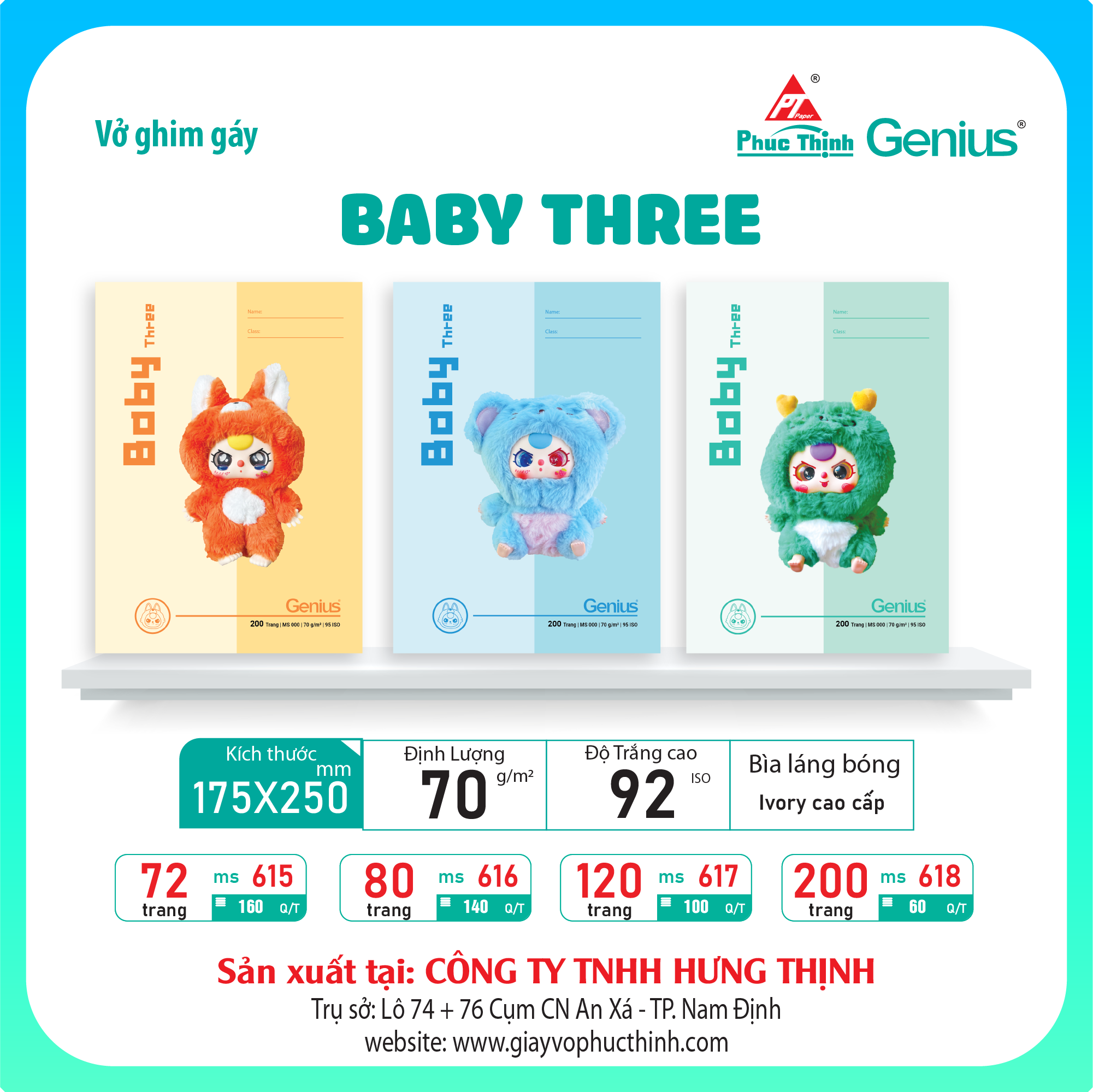 Baby Three sổ ghim K25